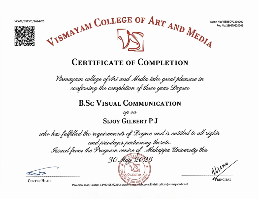VISMAYAM COLLEGE OF ART AND MEDIA