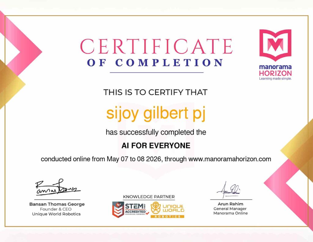 MANORAMA HORIZON AI FOR EVERYONE CERTIFICATE